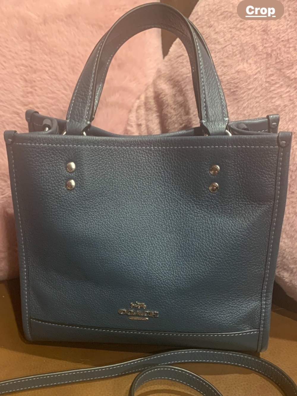 NWOT COACH DEMPSEY 22  TOTE SUBTLE BLUE/cadet blue hangtag & xbody STRAP C0971